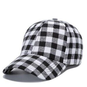 COCUS‎ POCUS Black & White Buffalo Check Baseball Cap (NEW w/TAGS!!)